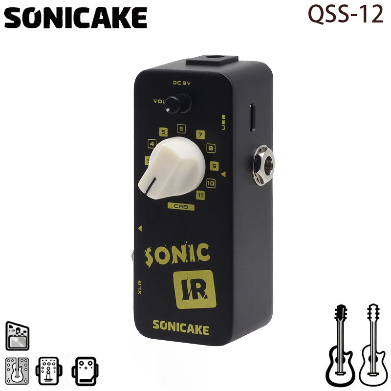 Sonicake QSS-12 Sonic IR ตู้จําลองกีตาร์ไฟฟ้าเหยียบเอฟเฟกต์การโอเวอร์โหลดการบิดเบือนล่าช้าก้องเบสมิน
