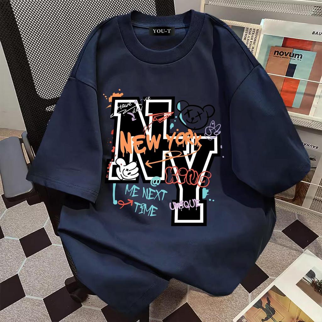 UT shop เสื้อยืด oversize ผ้าCotton 100% เสื้อแฟชั่น 'NEW YORK NY'  สบายและนุ่ม แขนสั้น ฤดูร้อน ไม่ต