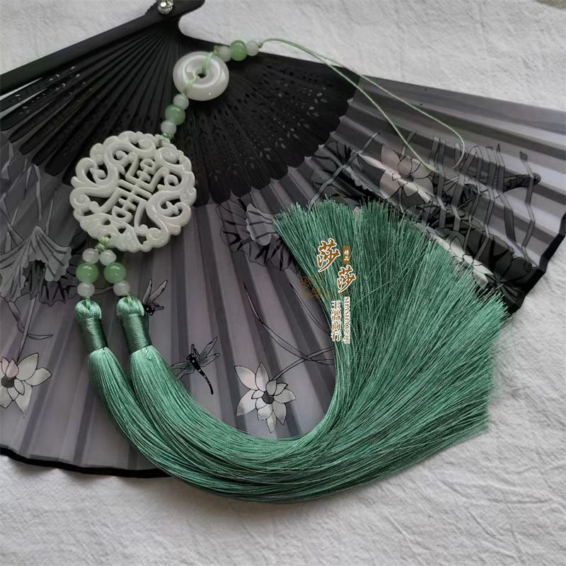 ผู้ชายผู้หญิง Pressed Lapel อุปกรณ์โบราณจี้วันเกิดคู่พู่ Cheongsam Hanfu เอว Pei
