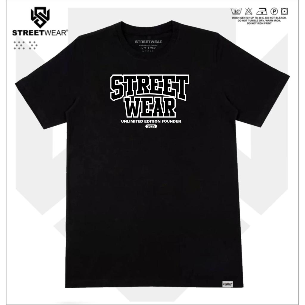 Street Wear เสื้อยืดสีดําอย่างเป็นทางการ - เสื้อยืดสีดําดีไซน์ใหม่ Limited Edition