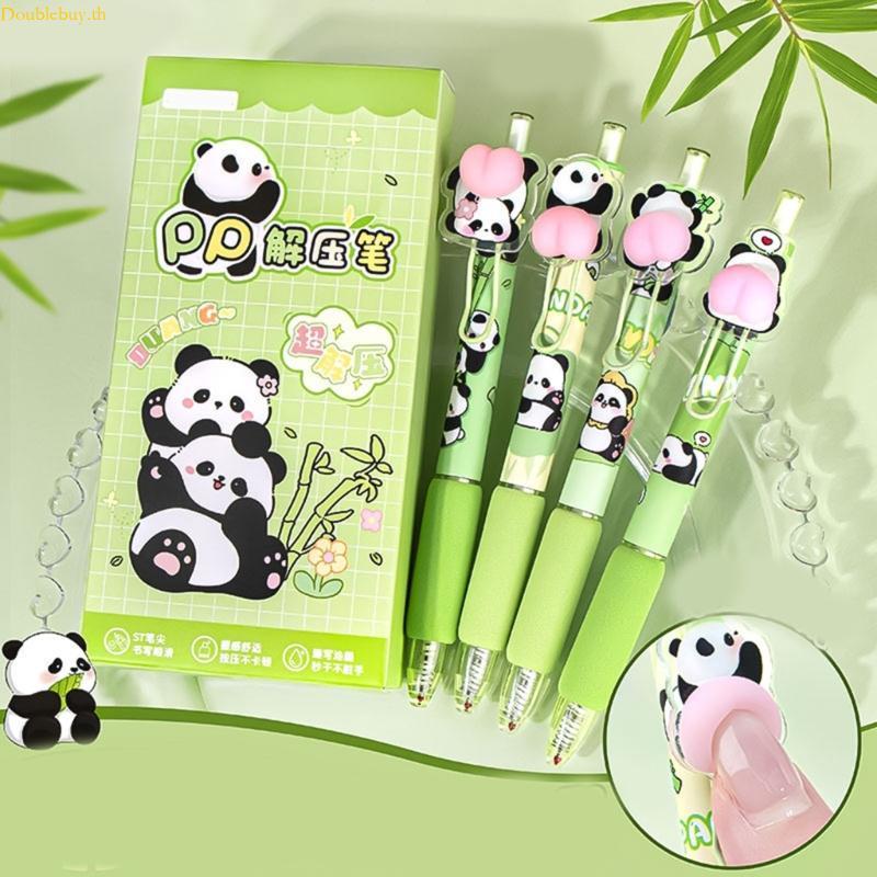 Doublebuy 4 ชิ้น 0 5 มิลลิเมตรปากกาเจล Retractable Neutral ปากกาการ์ตูน Panda เครื่องเขียนปากกาเขียน