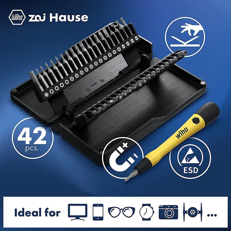 Wiha Zai Hause 44624 ชุดไขควงแม่เหล็กพิเศษกันไฟสถิติ 40 ใน 1 Z6901C4 พร้อมขาเพิ่มยาว อุปกรณ์ซ่อมเล็กๆ ราคา ถูกที่สุด ดีลบีเคเค แกลเลอรีภาพที่ 3