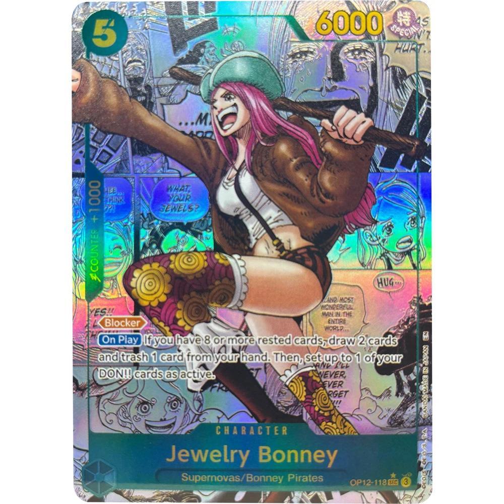 ONE PIECE คอลเลกชันการ์ด OP12-118 เครื่องประดับ Bonney EN DIY คุณภาพสูง Self Made เกมอะนิเมะการ์ดของเล่น