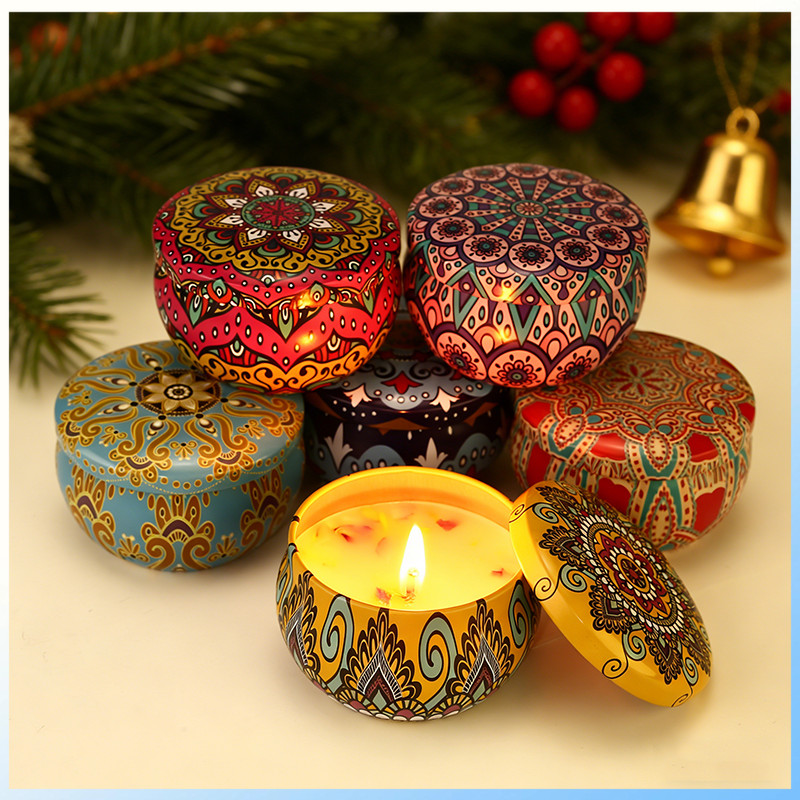 Christmas ตลับอโรม่า บรรยากาศ ขนาด 60g. เทียนหอมครายเครียด เทียนหอมไขถั่วเหลืองธรรมชาติ