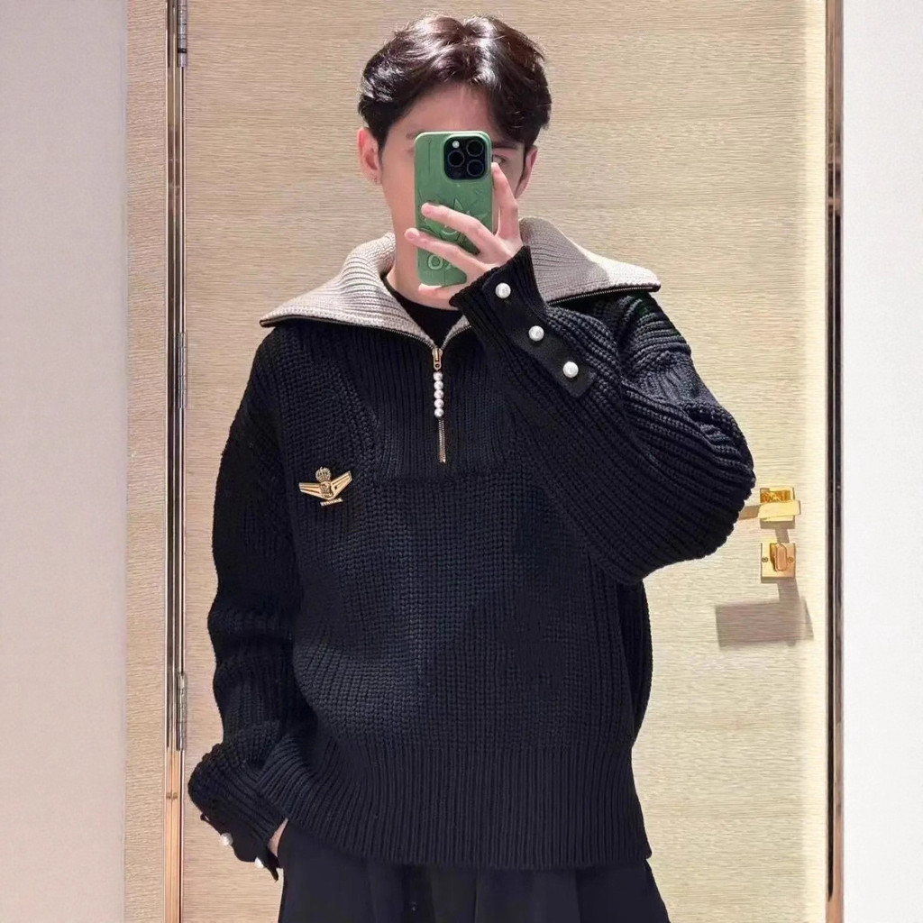 I0TT L# 2025New style sheep wool blend half-zip pullover unisex