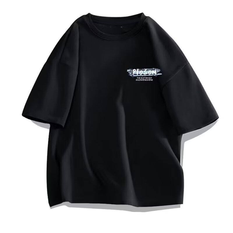 2026 แฟชั่น 2026 American High Street Retro พิมพ์แขนสั้นผู้ชายฤดูร้อน 2025 เสื้อยืดตัวอักษรสไตล์ใหม่