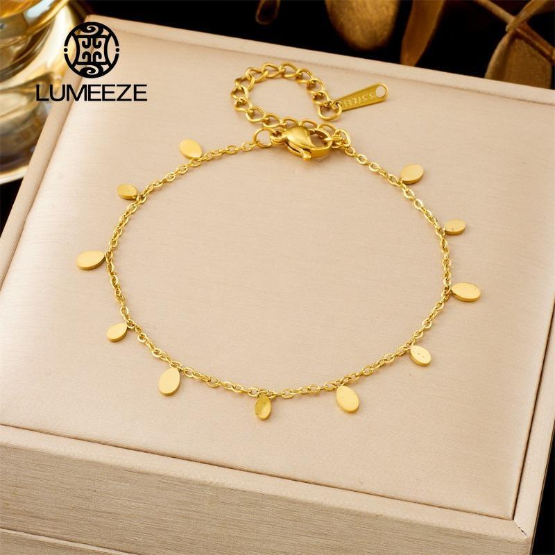 สร้อยข้อมือสตรีแบบโซ่ขนาดเล็ก สเตนเลสสีทอง สำหรับเป็นของขวัญแฟชั่นและสวมใส่ง่าย - รูปที่ 5