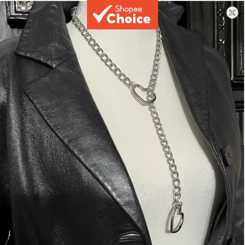 หัวใจLasso Oแหวนเลื่อนสร้อยคอPunk Hip Hop Cuban Y Chain Simple Y2Kเครื่องประดับผู้หญิง
