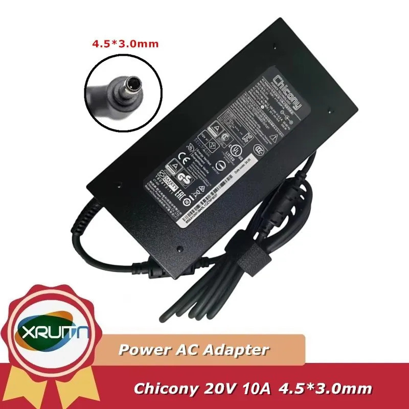 ยี่ห้อใหม่สําหรับ Chicony A21-200P2B 20V 10A 200W 4.5x3.0 มม.A200A022P อะแดปเตอร์ AC สําหรับ MSI แล็