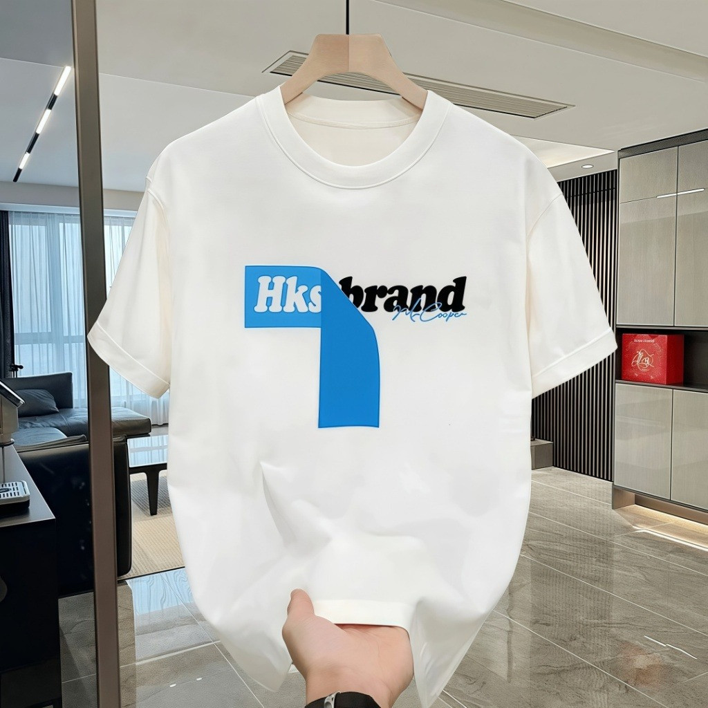 KATUN Hks.brand Geometric Logo Motif Simple Style Cool Brand Premium Cotton Combed เสื้อยืดหนาทางเลื