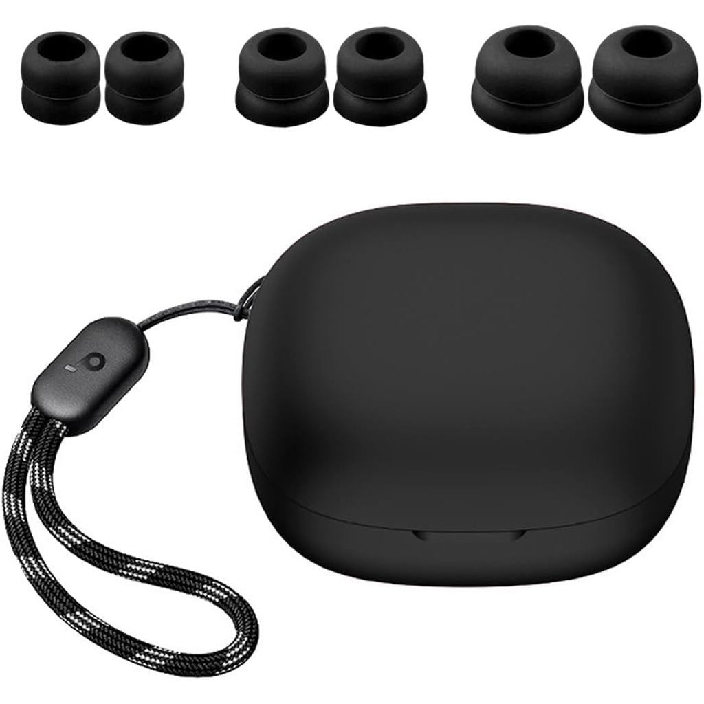 A-Focus เข้ากันได้กับ Anker Soundcore P20i กรณีเคล็ดลับหูชุด, ซิลิโคนกันกระแทกผิวพร้อมพวงกุญแจและ 3 