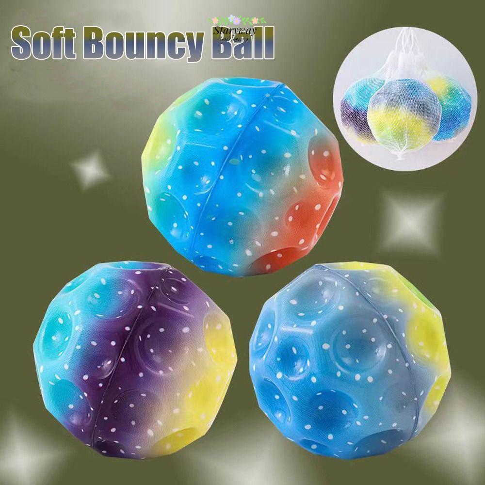 STARYSWAY Hole Ball, Anti-fall Moon Shape Bouncy Ball, Fidget ความเครียดลด PU โฟมกิจกรรมกลางแจ้ง Sof