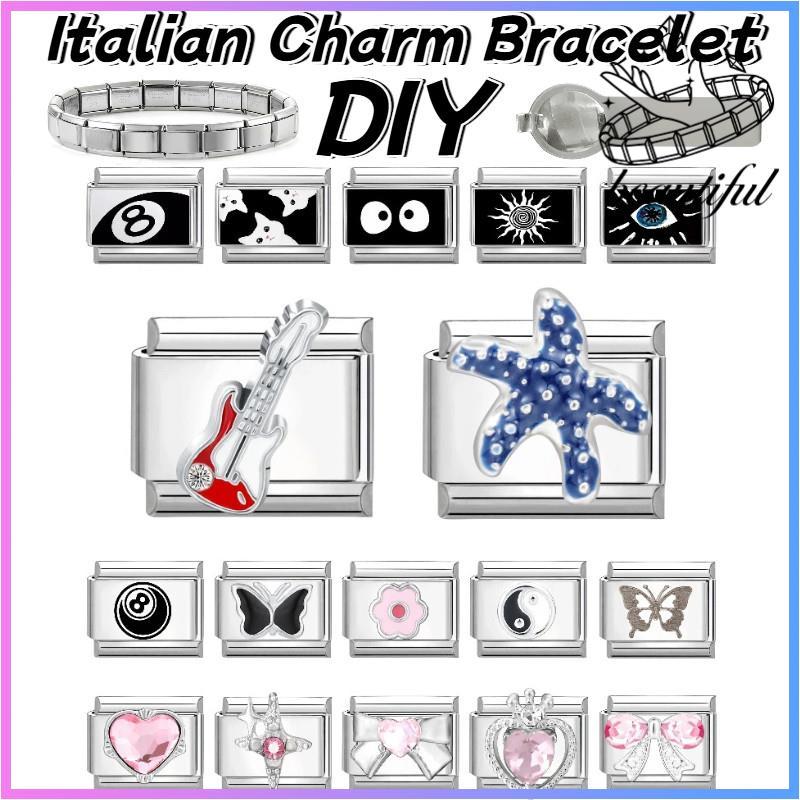 ขายร้อนเชอร์รี่กีตาร์อิตาเลี่ยน Charm สร้อยข้อมือ Fit 9 มม.สร้อยข้อมือสแตนเลส DIY เครื่องประดับทําอุปกรณ์เสริม Retro บุคลิกภาพโมดูลสร้อยข้อมืออุปกรณ์เสริม