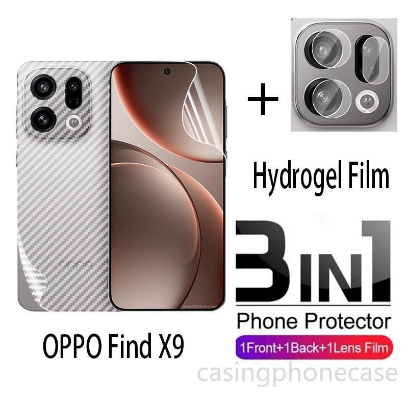 3in1 ด้านหน้าHydrogelฟิล์มด้านหลังคาร์บอนไฟเบอร์สําหรับOPPOค้นหาX9 Pro X9s X9sPro s 4G 5G 2026 เลนส์นุ่มป้องกันหน้าจอTPUสูงใสคลุมทั้งหมดHD Ultra Sli