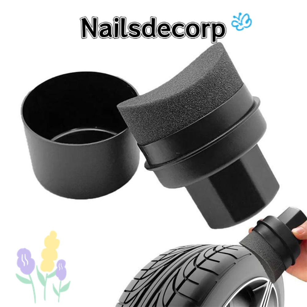NAILS ฟองน้ําขัดยาง, Reusable Curved Autotyre Wax Applicator, แบบพกพาพร้อมฝาครอบยาง Dressing Detailing Kit เครื่องมือแว็กซ์รถยนต์