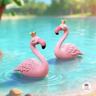ฟลามิงโก [ เซต 2 ชิ้น ] ตุ๊กตาจิ๋ว โมเดลจิ๋ว แต่งสวน จัดสวนถาด