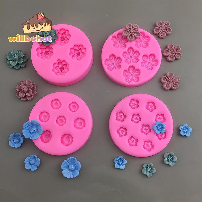 [Willbehot-t] 1 ชิ้น Cherry Blossom Peach Blossom แม่พิมพ์ซิลิโคน DIY เค้กตกแต่งแม่พิมพ์มูสช็อคโกแลตถาดน้ําแข็งครัวเบเกอรี่แม่พิมพ์ [ใหม่]