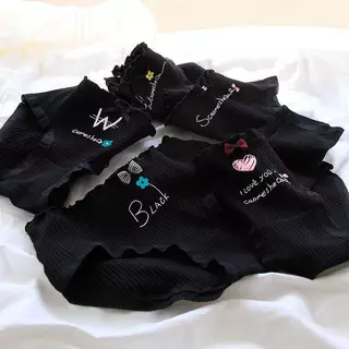 กางเกงชั้นในผู้หญิง กางเกงในสีดำ M-XL เอวกลาง ผ้าฝ้ายนุ่ม ใส่สบาย ไม่รัดรูป ระบายอากาศดี NY144