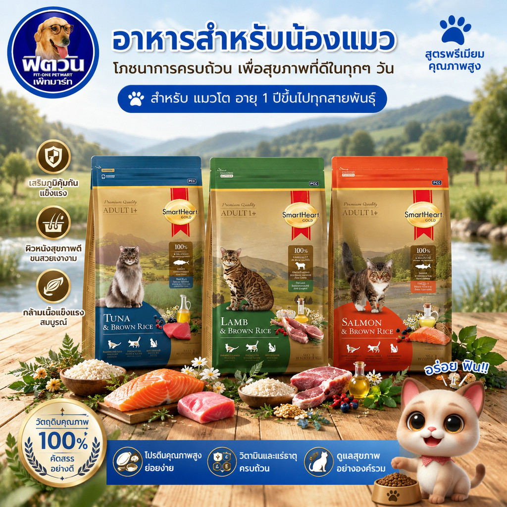 อาหารแมว Smartheart Gold แมว 1 6 ปี ขนาด 1 kg.{อาหารแมวเม็ด}