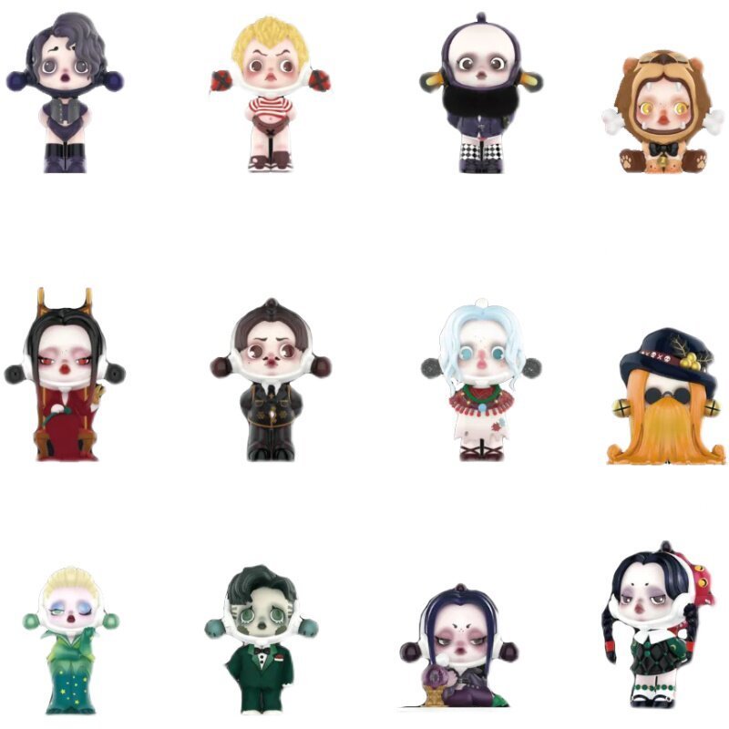 P POPMART SKULLPANDA Adams Family Series Mystery Box เครื่องประดับรูป