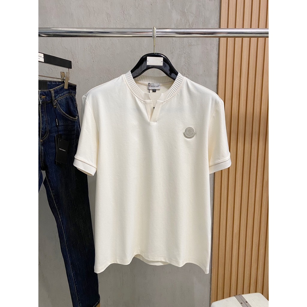 Moncler2026 Moncler 2026 คลาสสิกรอบคอแขนสั้นเสื้อยืดผู้ชายผู้หญิงสไตล์เคาน์เตอร์ Two-Line Original D