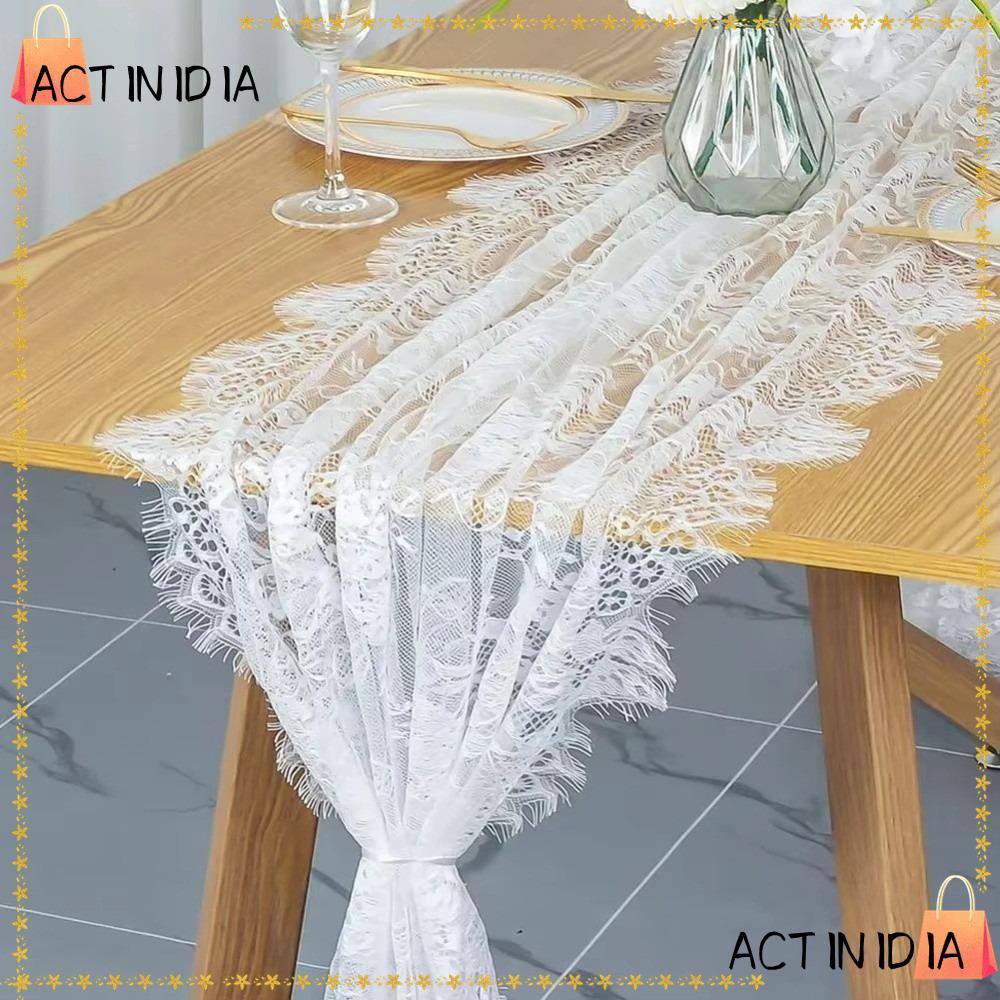 ACTINIDIARA ผ้าคลุมโต๊ะ, Tulle French Sheer นักวิ่งตาราง,ตกแต่งโต๊ะรับประทานอาหารสี่เหลี่ยมผืนผ้าดอกไม้ลูกไม้ปักโต๊ะรับประทานอาหารตกแต่งอุปกรณ์ครัว