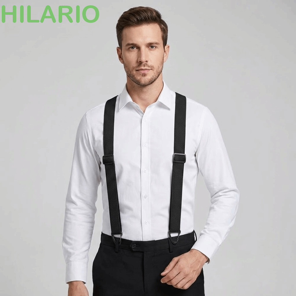สายรัดทํางาน HILARIO, Heavy Duty 3.8 ซม.กว้าง Y-Type Suspenders, Anti-slip 3 Gripper Clasps Retro Elastic กางเกงวงเล็บชุดอุปกรณ์เสริม