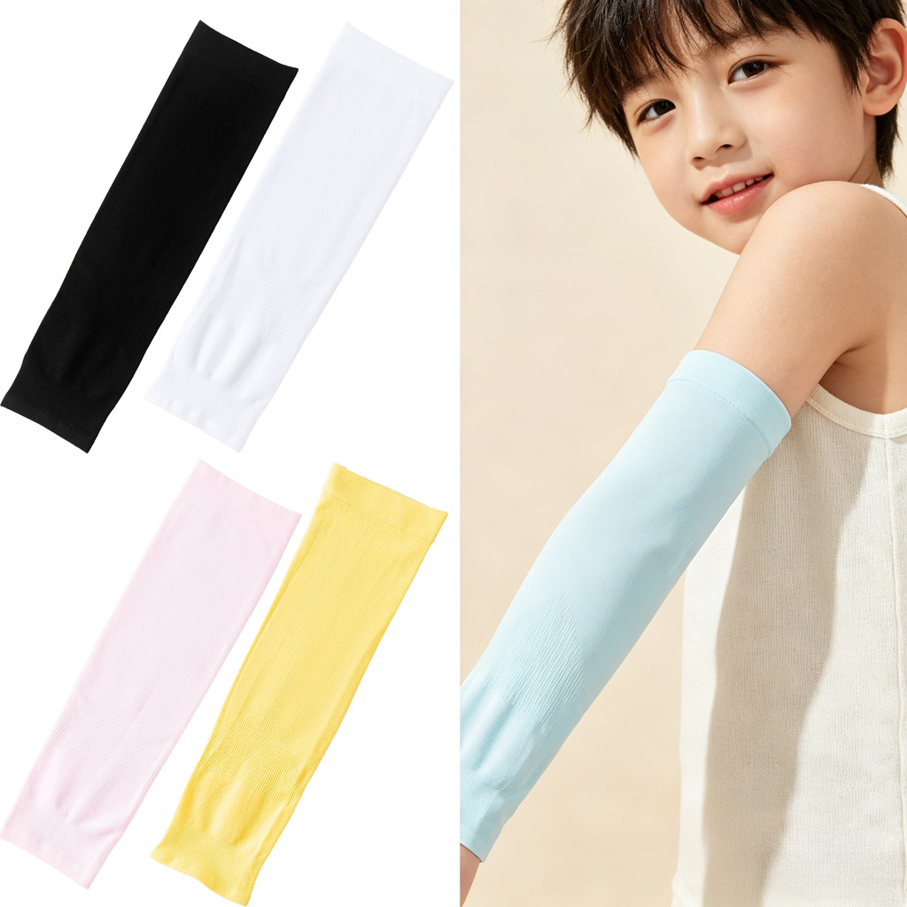 ใหม่ปลอกแขนป้องกันรังสียูวีระบายอากาศสําหรับเด็ก: ผ้าคลุมกันแดดผ้าไหมน้ําแข็งน้ําหนักเบา