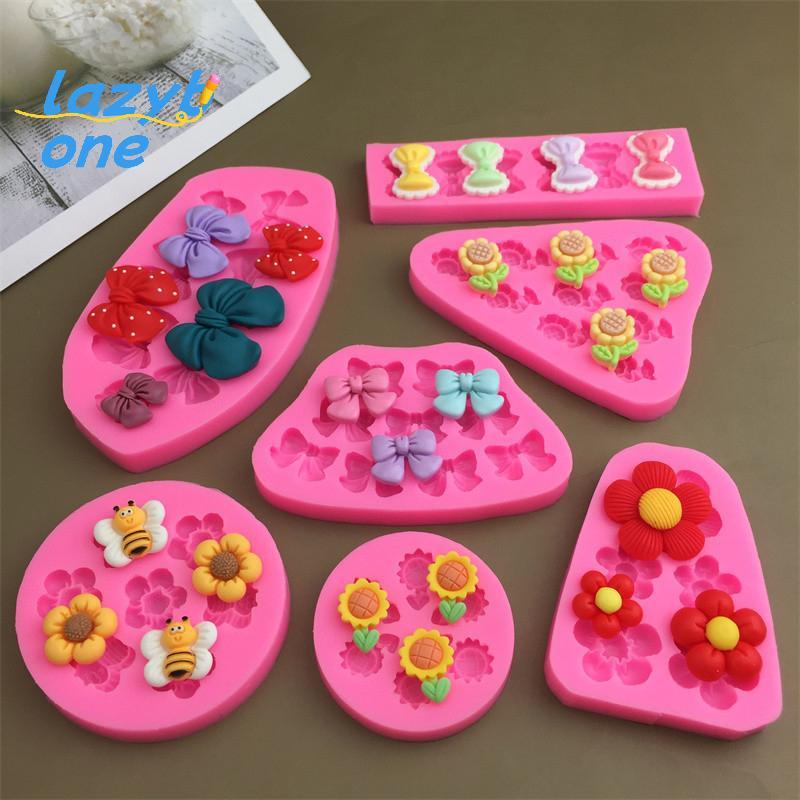 LZ-t] ดอกไม้การ์ตูนน่ารัก Bow Bee Fondant แม่พิมพ์ซิลิโคน DIY Cupcake Fondant เค้กตกแต่งช็อกโกแลต Candy Baking Mold [ใหม่]