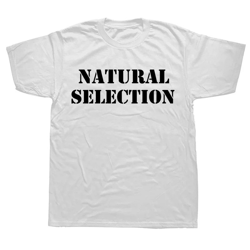 เสื้อยืดผู้ชายลายพิมพ์ Natural Selection เสื้อยืดลายกราฟิกวิวัฒนาการ แฟชั่นลำลอง สตรีทแวร์ สไตล์ฮาราจูกุ เสื้อยืดทรงหลวม