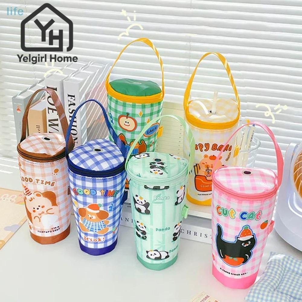 YELGIRLB กระเป๋าถือพกพาผ้าเป็นมิตรต่อสิ่งแวดล้อม นํากลับมาใช้ใหม่ได้ สําหรับอุปกรณ์เสริมแก้วและชานม