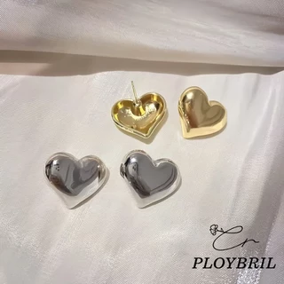 PLOYBRIL สไตล์ใหม่ Simple Glossy Love Heart ต่างหูหญิง Niche Design ต่างหูระดับไฮเอนด์ E017