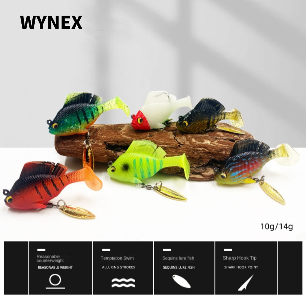 WYNEX เหยื่อเบสนุ่มพร้อมตะขอตะกั่ว, Dark Sleeper Jig SwimBait, Pike Silicone Lure Swimbait ล่อ Minno