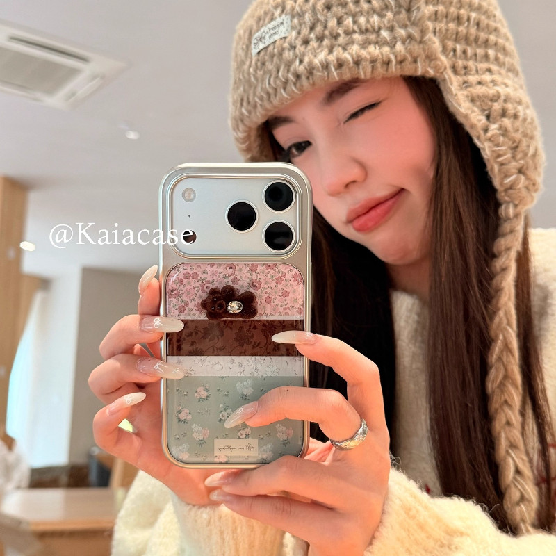 Huiwanju ดอกไม้หักหมี rhinestone สามมิติเหมาะสําหรับ iPhone17promax เคสโทรศัพท์มือถือ iphone16pro ใหม่ 13 ผู้หญิง 14pro สร้างสรรค์ 15pro เคสโทรศัพท์มือถืออีพ็อกซี่