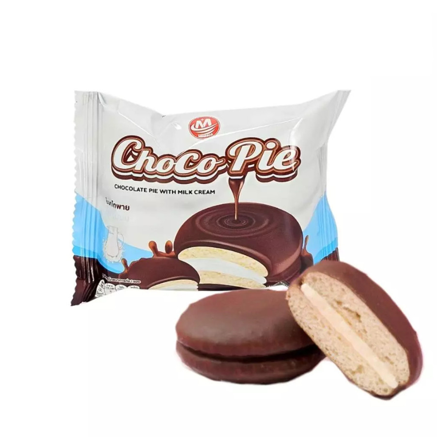 Minhua ช็อกโกพาย ไส้ครีมนม 12 กรัม แพค12ชิ้น *สีฟ้า