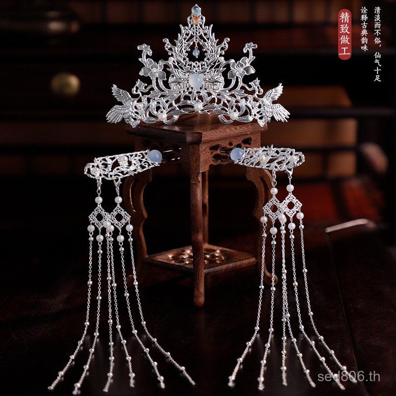 Exotic Tang สไตล์พู่กิ๊บเงินอุปกรณ์โบราณมงกุฎผมทุกวัน Hanfu Gentle Step เขย่าอุปกรณ์เสริม Photo T9GQ