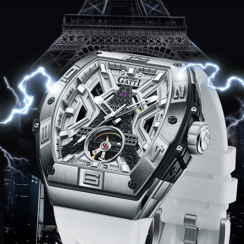 Bugatti Watch Mens Double-Sided Hollow Tower Series แฟชั่นนาฬิกากลไกอัตโนมัติเรืองแสง