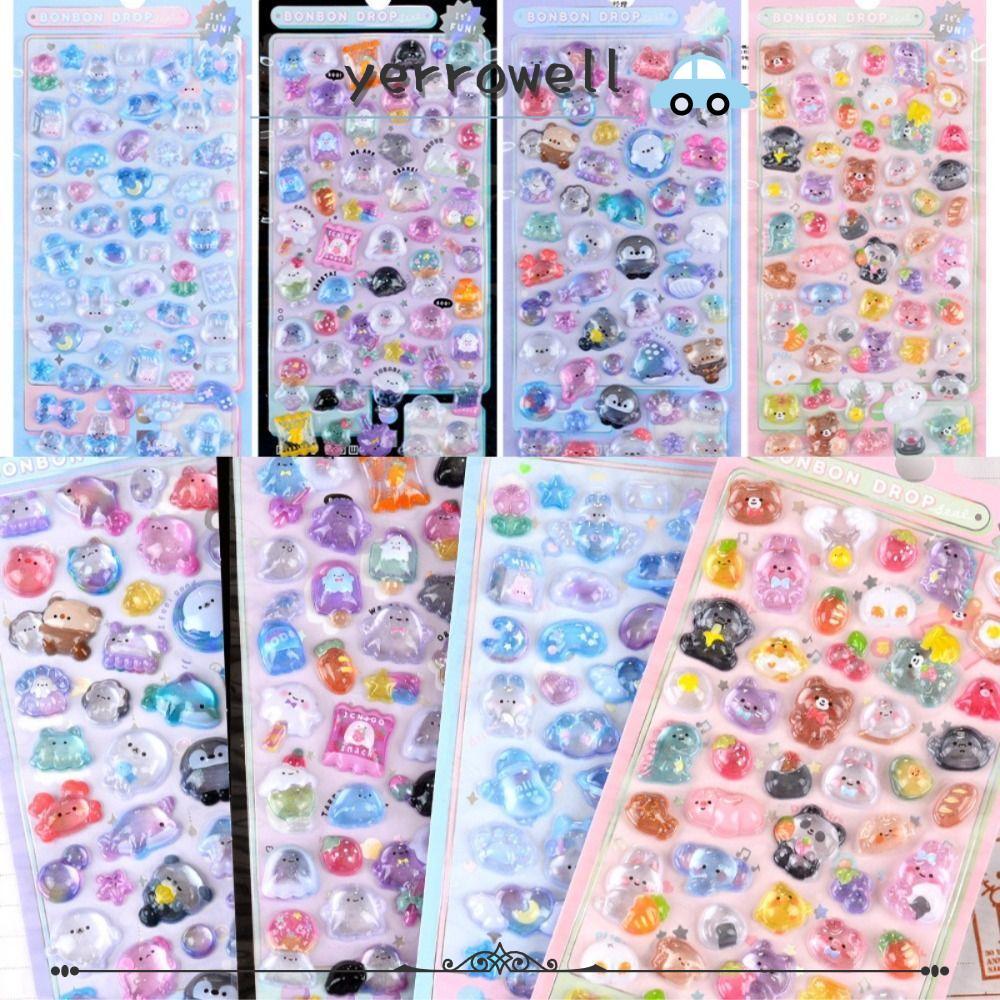 YERROWELL สติกเกอร์เยลลี่, ไดอารี่ Scrapbooking สติกเกอร์ DIY, โทรศัพท์มือถือหลายสีตกแต่งพลาสติกอะคริลิคเพชร Patch