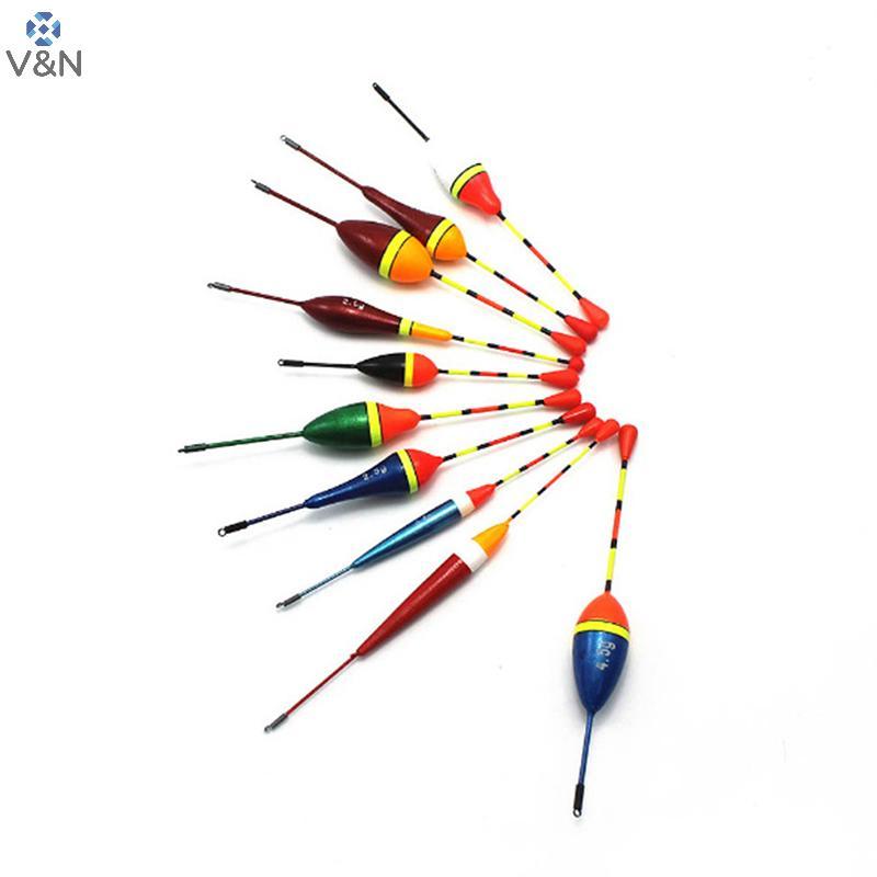 (V&N) 1/10PCS Fishing Floats Set Buoy Bobber Fishing Light Stick Floats Fluctuate Mix Size Color Flo