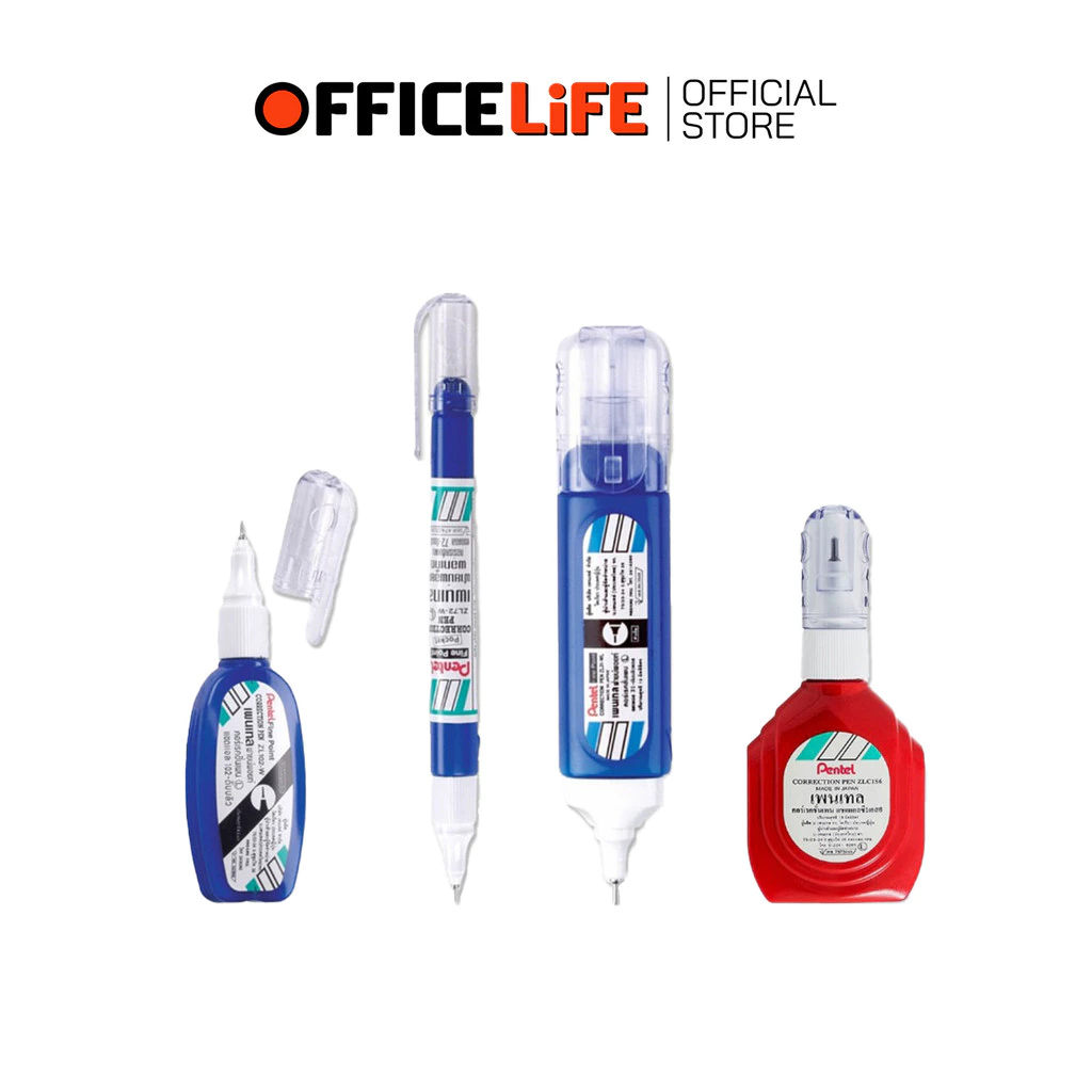 Pentel (เพนเทล) ปากกาลบคำผิด ขนาด 4.2 / 7 / 12 / 18 ml. ลิควิด ลบง่าย ( 1 ด้าม )