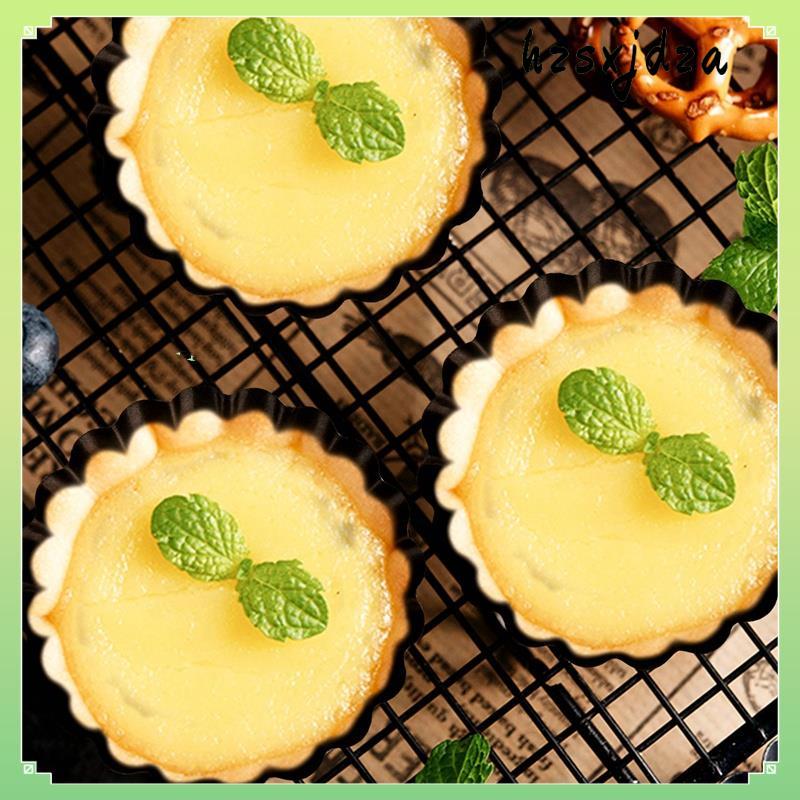 Tart Pan ชุด 6,ขนาดเล็ก Non-Stick 4 นิ้ว Quiche Pan ที่ถอดออกได้ด้านล่างเหล็กคาร์บอน Quiche กระทะสํา