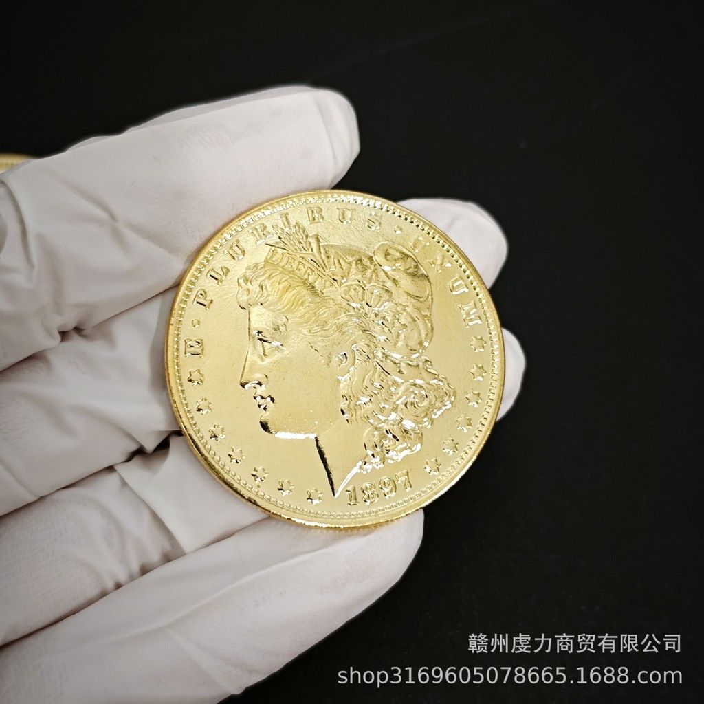 U1897 American Morgan Gold-Plated Coins ต่างประเทศคัดลอกเหรียญที่ระลึกเคลือบทอง * @ $FTRu12/1/0jub