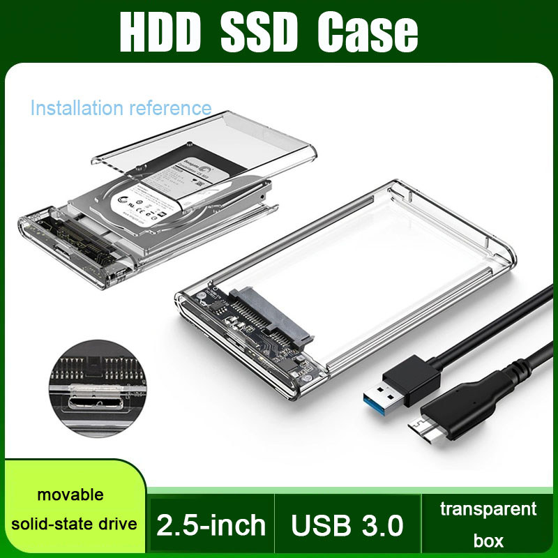 กล่องใส่ HDD external hard drive SSD 2.5inch ฮาร์ดไดรฟ์ USB 3.0 SATA 2.5 แบบใส รองรับโปรโตคอล กล่องใส่HDD