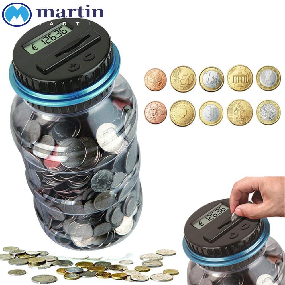 MARTIN เคาน์เตอร์เหรียญ 1.5L ของขวัญ Digital USD EURO GBP กระปุกออมสิน