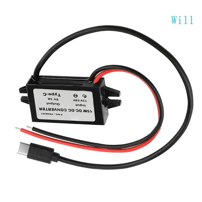 จะกันน้ํา 12V 24V ถึง 5V USB C Converter ประสิทธิภาพสําหรับอุปกรณ์กลางแจ้งในรถยนต์