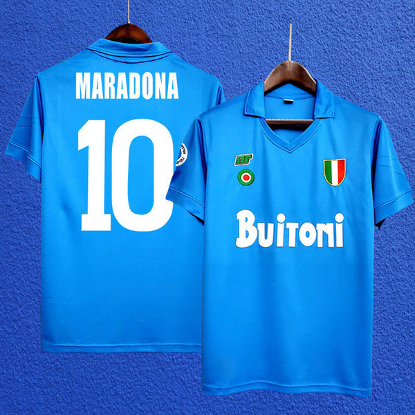 เสื้อบอลราคาถูก เสื้อบอล Jersey Napoli Clasico Retro สำหรับการฝึกซ้อมในบ้าน พร้อมเสื้อฟุตบอลแขนสั้น