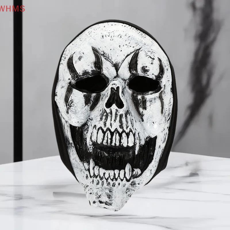 (wms) โครงกระดูกฮาโลวีนกรีดร้องผีแม่มดหน้ากากคอสเพลย์พรรคหน้ากากอุปกรณ์ประกอบฉากน้ํายางหมวกกันน็อคแต