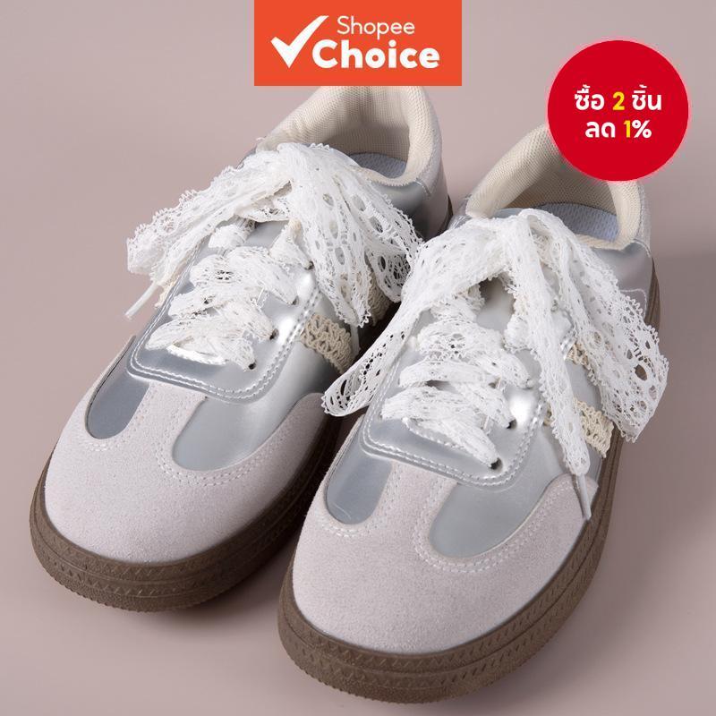 เชือกผูกรองเท้าลูกไม้ยางยืดสีขาว 1 คู่เหมาะสําหรับรองเท้าผ้าใบและรองเท้าหนัง