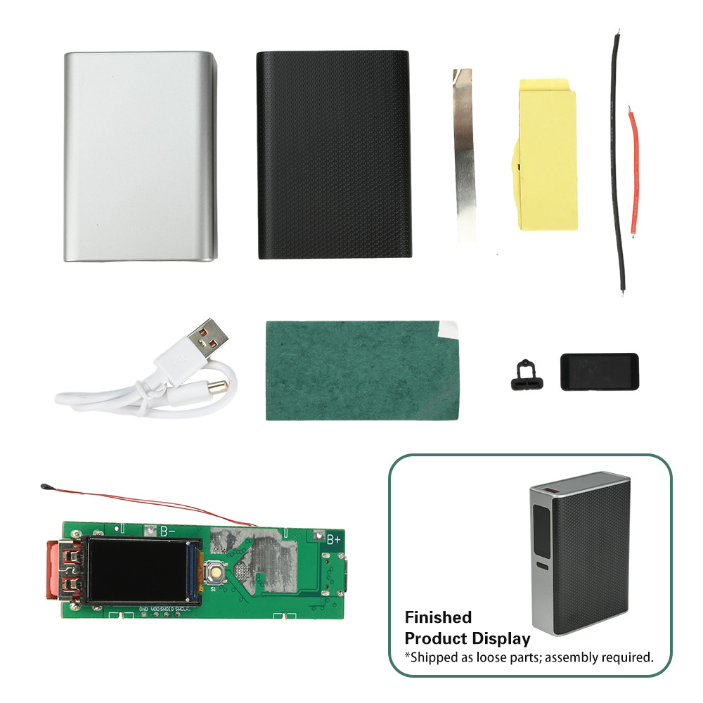 22.5W Fast Charging DIY Power Bank Case Kit 0.96 นิ้ว TFT หน้าจอสีจอแสดงผลดิจิตอล 21700 กล่องแบตเตอรี่
