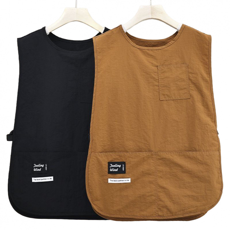 สไตล์ญี่ปุ่นไนลอนกันน้ํา Anti-Fouling ผ้ากันเปื้อนเสื้อกั๊กสไตล์ Breathable ทํางานผ้ากันเปื้อน Water-Repellent เสื้อกั๊กผ้ากันเปื้อนครัวทําอาหารร้านกาแฟร้านตัดผม Multi-Pur